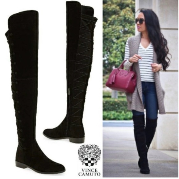 Vince Camuto Coatia Black Suede Over-the-Knee Boots - Picture 4 of 17